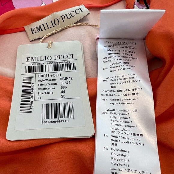 EMILIO PUCCI ORANGE FLORAL PRINT DRESS MODEL OEJH42 SIZE IT 44 / US 10 NWTS! - Picture 16 of 17